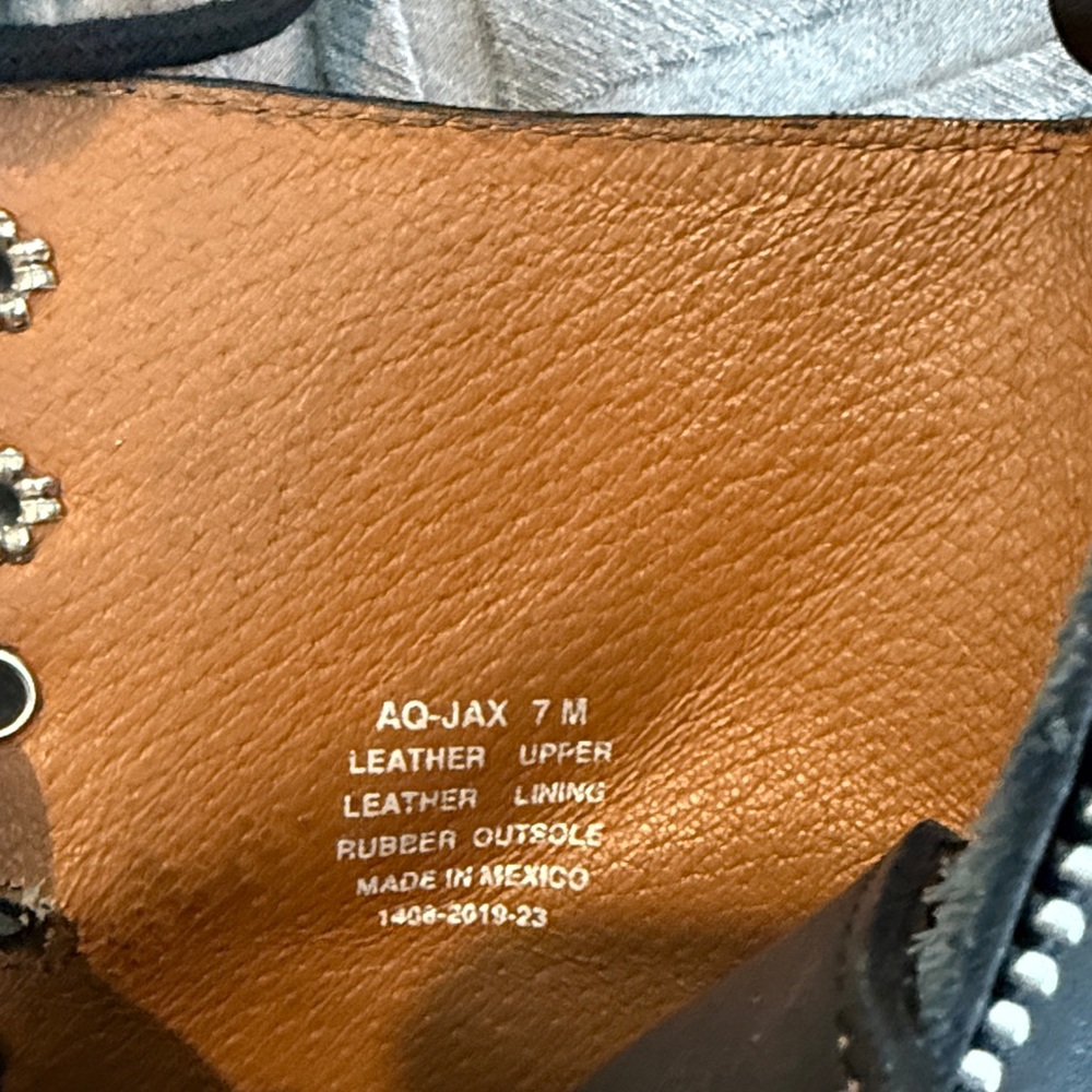 Aqua Black Leather Lace-Up Combat Boots - Picture 8 of 13